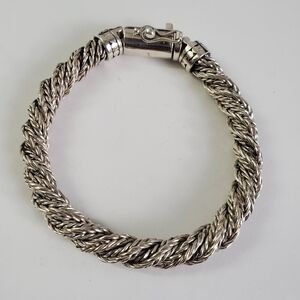 Sterling Silver 925 Braided Rope Chain Bracelet